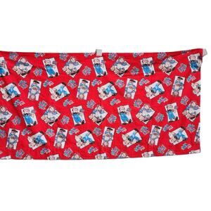 Raggedy Anne And Andy Nursery Room Curtain Red Flannel Handmade Crafted Vintage